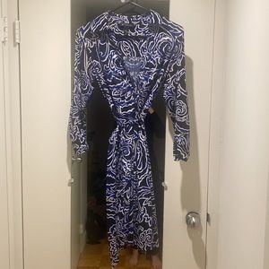 INC blue and white wrap dress